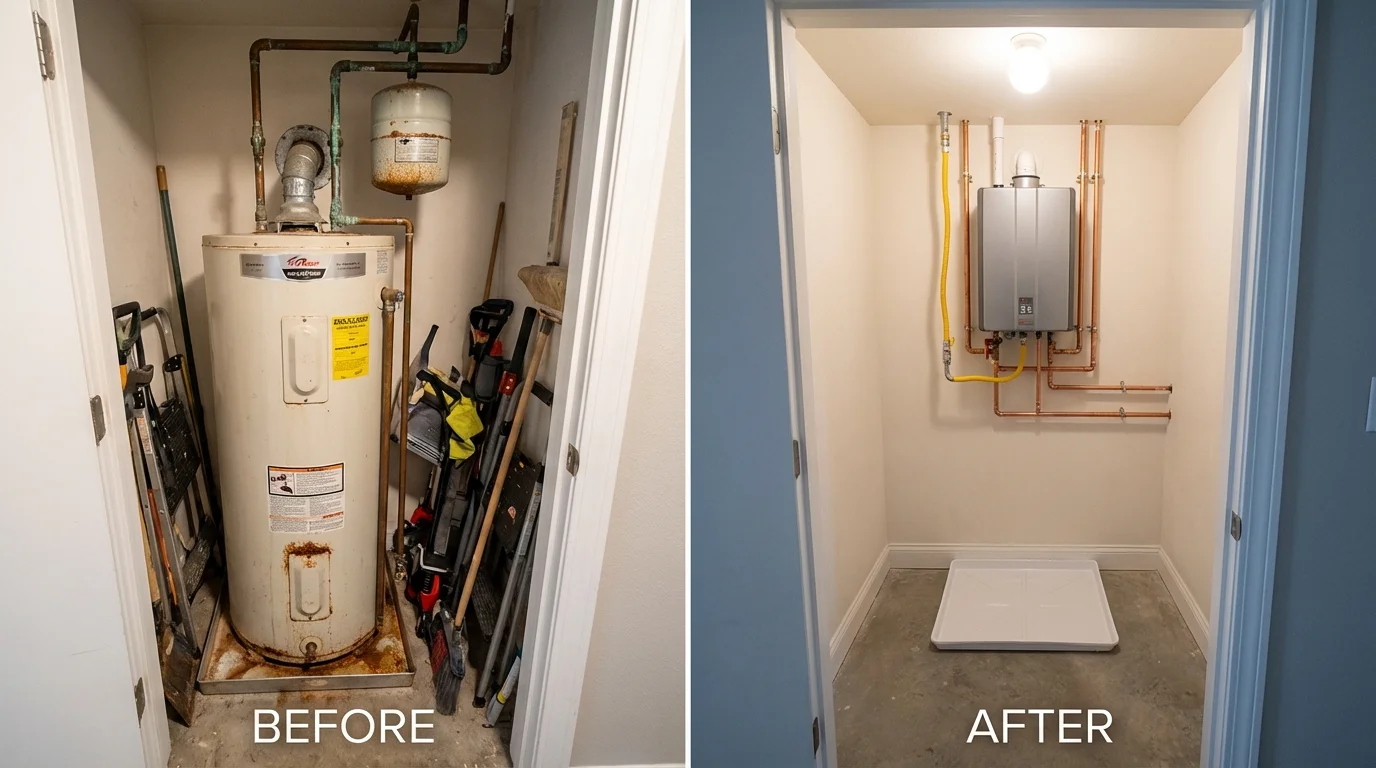 Tank water heater versus wall-mounted tankless unit comparison for Blaine, TN homeowners